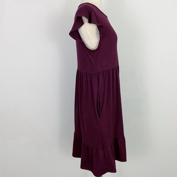 Boutique Ruffle Sleeve/Hem Dress w/Pockets Women’s M (8/10) Mulberry - Picture 6 of 13